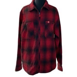 The American Outdoorsman Men’s Sherpa-Lined Flannel Jacket – Red Black Plaid